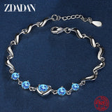 925 Silver Heart Crystal Bracelet Chain for Women Wedding