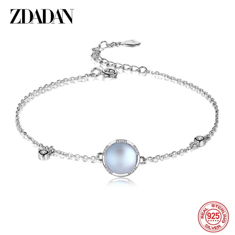 925 Silver Moonstone Bracelet Chain For Women Bangle
