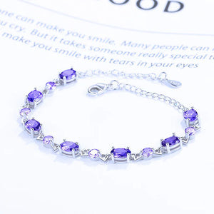 925 Silver Oval Ruby Bracelet for Women Wedding Jewelry