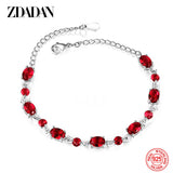 925 Silver Oval Ruby Bracelet for Women Wedding Jewelry