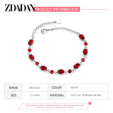 925 Silver Oval Ruby Bracelet for Women Wedding Jewelry