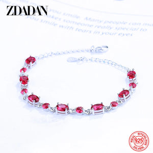 925 Silver Oval Ruby Bracelet for Women Wedding Jewelry