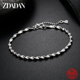 925 Silver Twisted Bracelet Chain Women Charm Wedding Jewelry