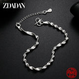 925 Silver Twisted Bracelet Chain Women Charm Wedding Jewelry