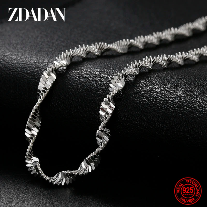 925 Silver Twisted Bracelet Chain Women Charm Wedding Jewelry