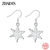 925 Silver Snowflake Drop Dangle Earrings Wedding Jewelry
