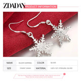 925 Silver Snowflake Drop Dangle Earrings Wedding Jewelry