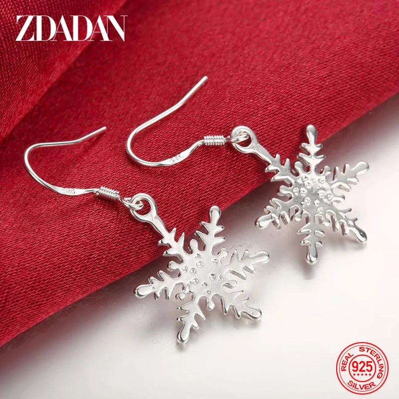 925 Silver Snowflake Drop Dangle Earrings Wedding Jewelry