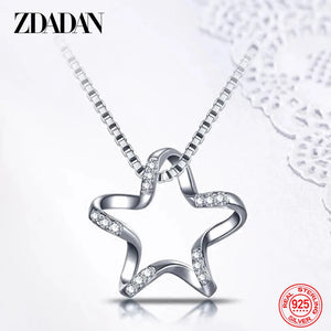 925 Silver CZ Star Necklace Chain for Women