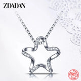 925 Silver CZ Star Necklace Chain for Women