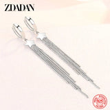 925 Silver Star Long Dangle Earrings for Women Party Wedding