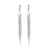925 Silver Star Long Dangle Earrings for Women Party Wedding