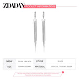 925 Silver Star Long Dangle Earrings for Women Party Wedding