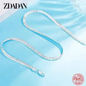 925 Sterling Silver Flat Snake Chain Necklace For Men Women Party Jewelry