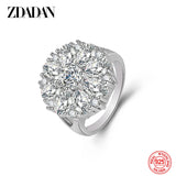 925 Silver Flower Amethyst Ring for Women Party Jewelry Gift