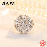 925 Silver Flower Amethyst Ring for Women Party Jewelry Gift