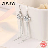 925 Silver Flower Amethyst Dangle Earrings Women's Charm Jewelry