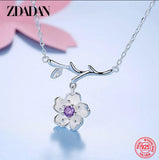 925 Silver Flower Amethyst Necklace for Women