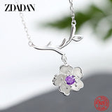 925 Silver Flower Amethyst Necklace for Women