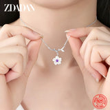 925 Silver Flower Amethyst Necklace for Women
