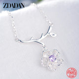 925 Silver Flower Amethyst Necklace for Women