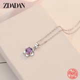 Sterling Silver Flower Amethyst Necklace