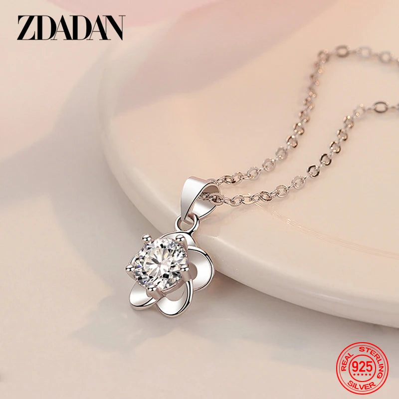 Sterling Silver Flower Amethyst Necklace