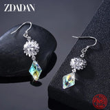 925 Silver Crystal Long Drop Earrings Wedding Jewelry