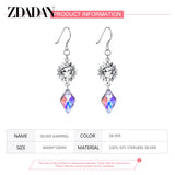 925 Silver Crystal Long Drop Earrings Wedding Jewelry