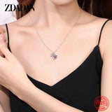 925 Silver Flower Crystal Necklace Women Jewelry