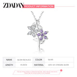 925 Silver Flower Crystal Necklace Women Jewelry