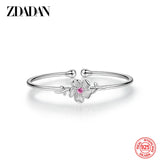 925 Silver Flower Cuff Bracelet Women Wedding Jewelry