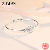 925 Silver Flower Cuff Bracelet Women Wedding Jewelry