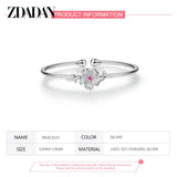 925 Silver Flower Cuff Bracelet Women Wedding Jewelry