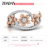 925 Silver Flower Zircon Ring For Women Party Jewelry