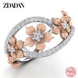 925 Silver Flower Zircon Ring For Women Party Jewelry