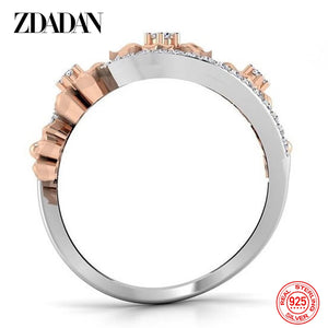 925 Silver Flower Zircon Ring For Women Party Jewelry