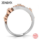 925 Silver Flower Zircon Ring For Women Party Jewelry