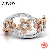 925 Silver Flower Zircon Ring For Women Party Jewelry
