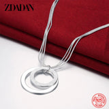 925 Silver Frosted Round Necklace For Women Wedding Gift