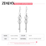 925 Silver Geometric Tassel Drop Earrings Wedding Jewelry