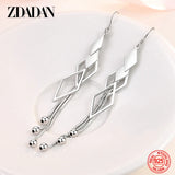 925 Silver Geometric Tassel Drop Earrings Wedding Jewelry