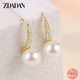 925 Silver Golden Zircon Pearl Charm Jewelry Gift