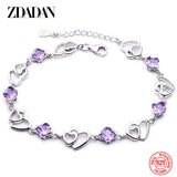 925 Silver Heart Amethyst Bracelet Chain Wedding Jewelry