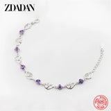 925 Silver Heart Amethyst Bracelet Chain Wedding Jewelry