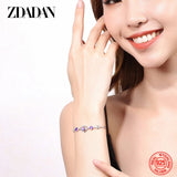 925 Silver Heart Crystal Bracelets Chains Women Wedding Jewelry