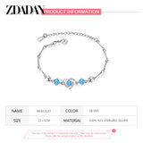 925 Silver Heart Crystal Bracelets Chains Women Wedding Jewelry