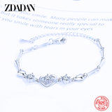 925 Silver Heart Crystal Bracelets Chains Women Wedding Jewelry