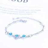 925 Silver Heart Crystal Bracelets Chains Women Wedding Jewelry