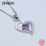 925 Silver Heart Crystal Necklace Chain Women Wedding Jewelry
